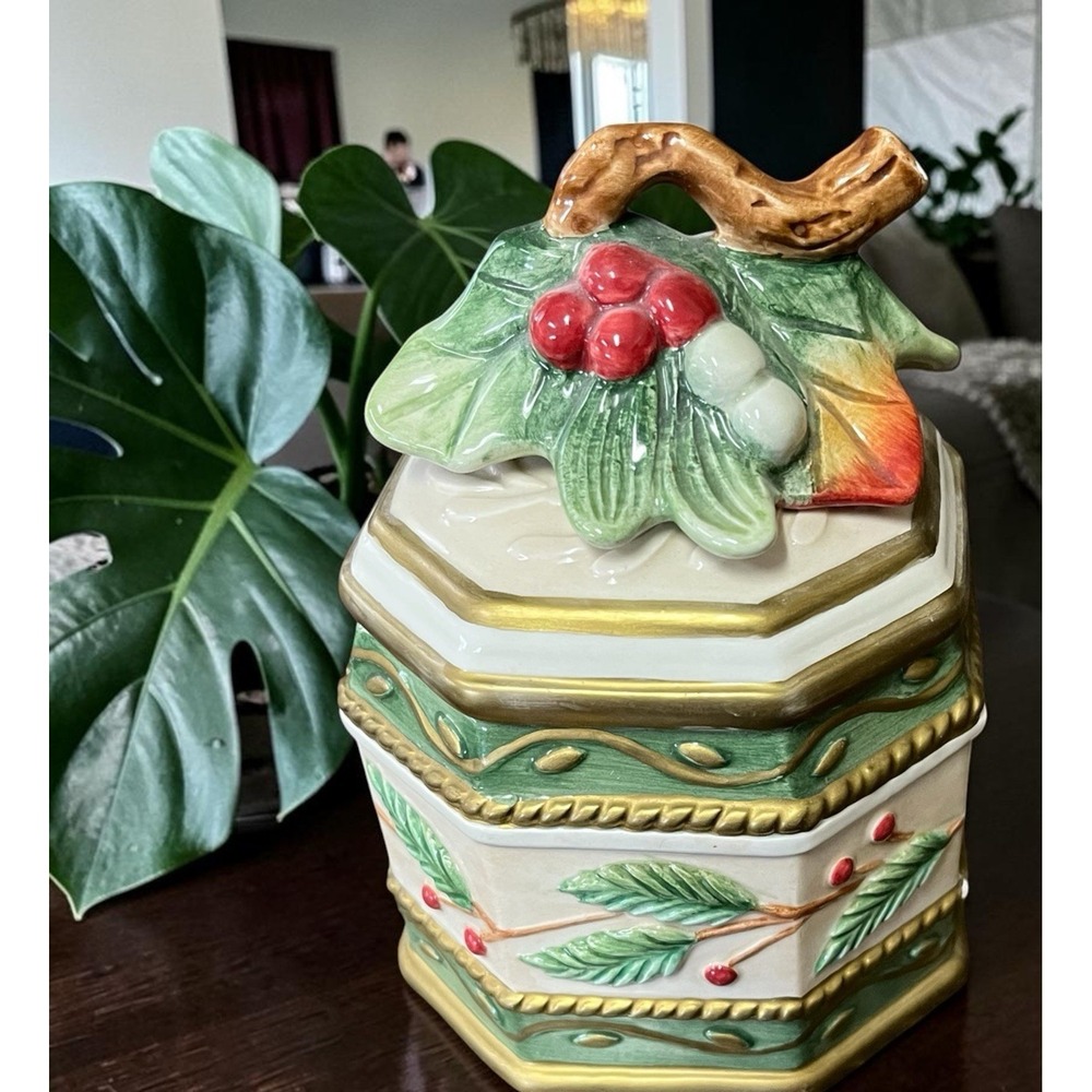 Fitz & Floyd Classics Winter Wonderland Candy Bowl Dish Trinket Box With Lid‎